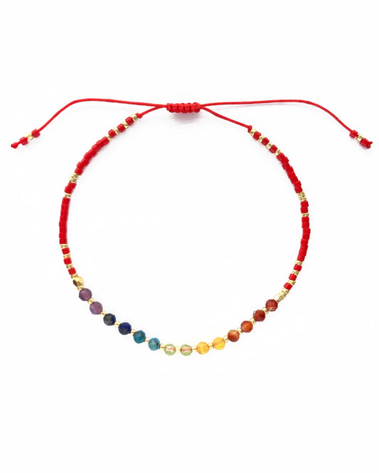 Chakra Rainbow Healing Gemstone Stacking Bracelet, Red - Moon Room Shop and Wellness