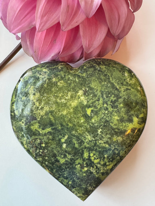 Serpentine with Pyrite Heart 2.47 lb- Mexico- Beauty! - Moon Room Shop and Wellness
