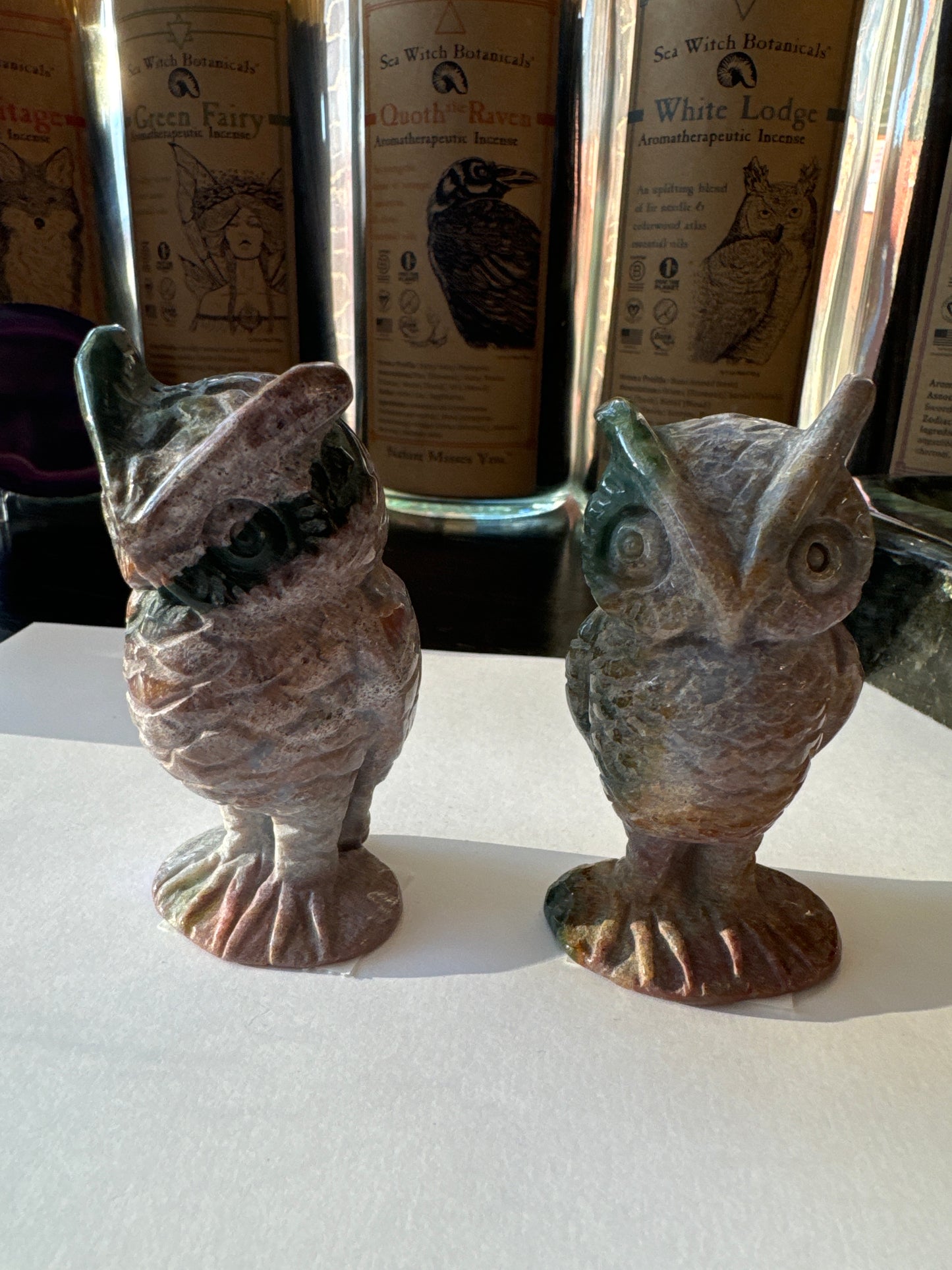 Ocean Jasper Owl Carving 3.5" - Moon Room Shop and Wellness