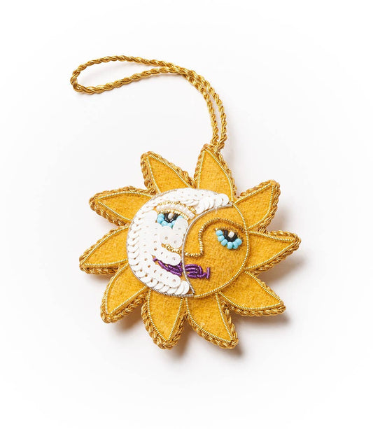 Larissa Plush Sun Moon Felt Ornament - Hand Embroidered - Moon Room Shop and Wellness