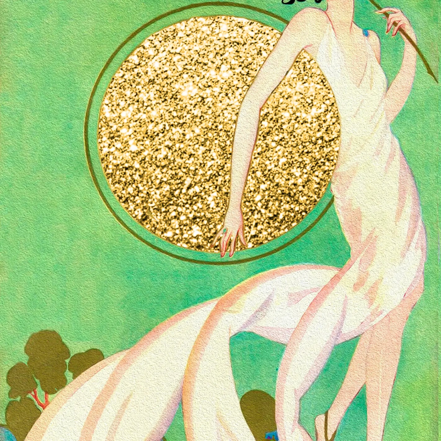 Girl with Light Hand Glittered Greeting Card- Blank - Moon Room Shop and Wellness