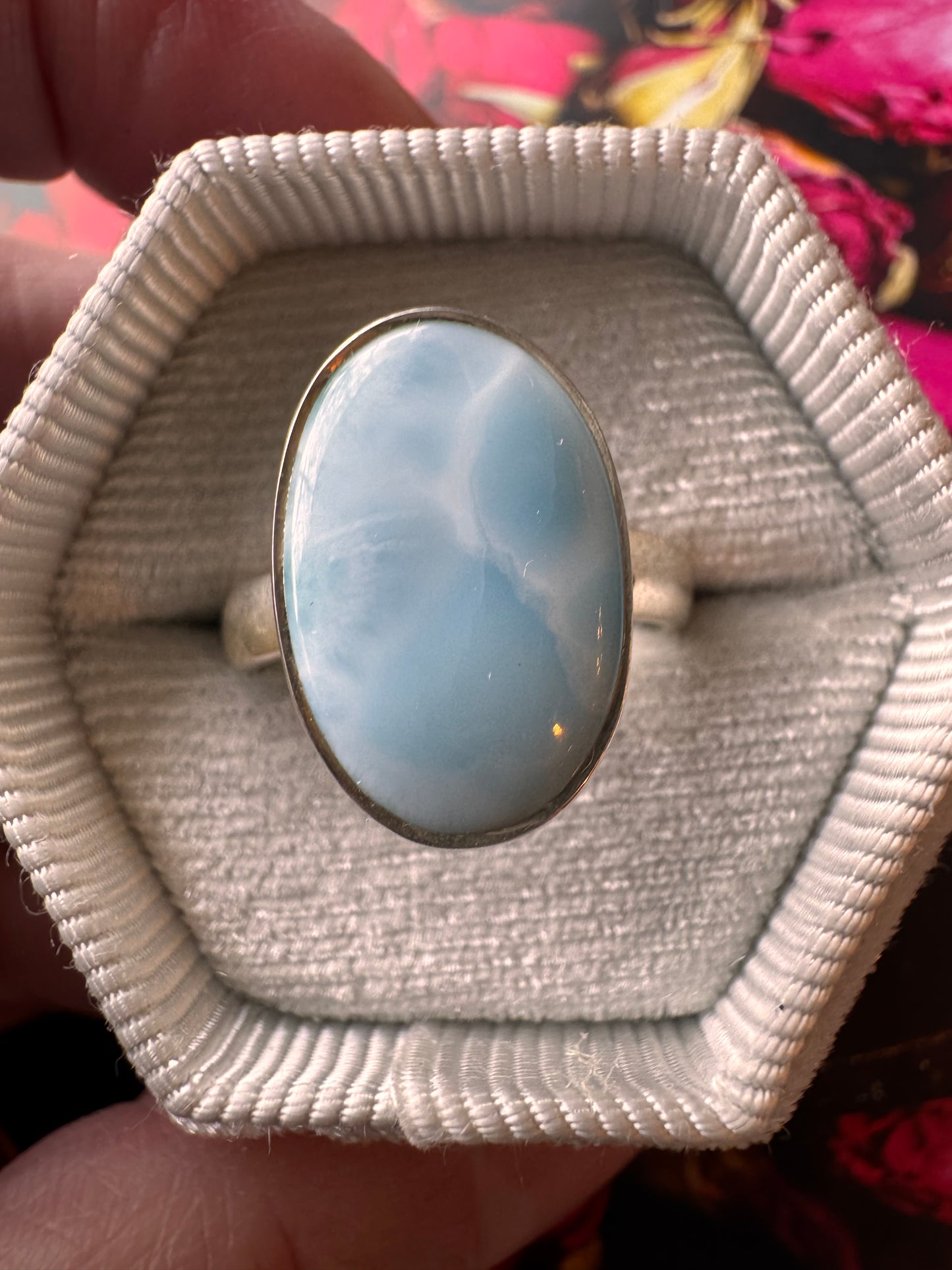 Larimar Sterling Silver Adjustable 5-6 Ring - Moon Room Shop and Wellness