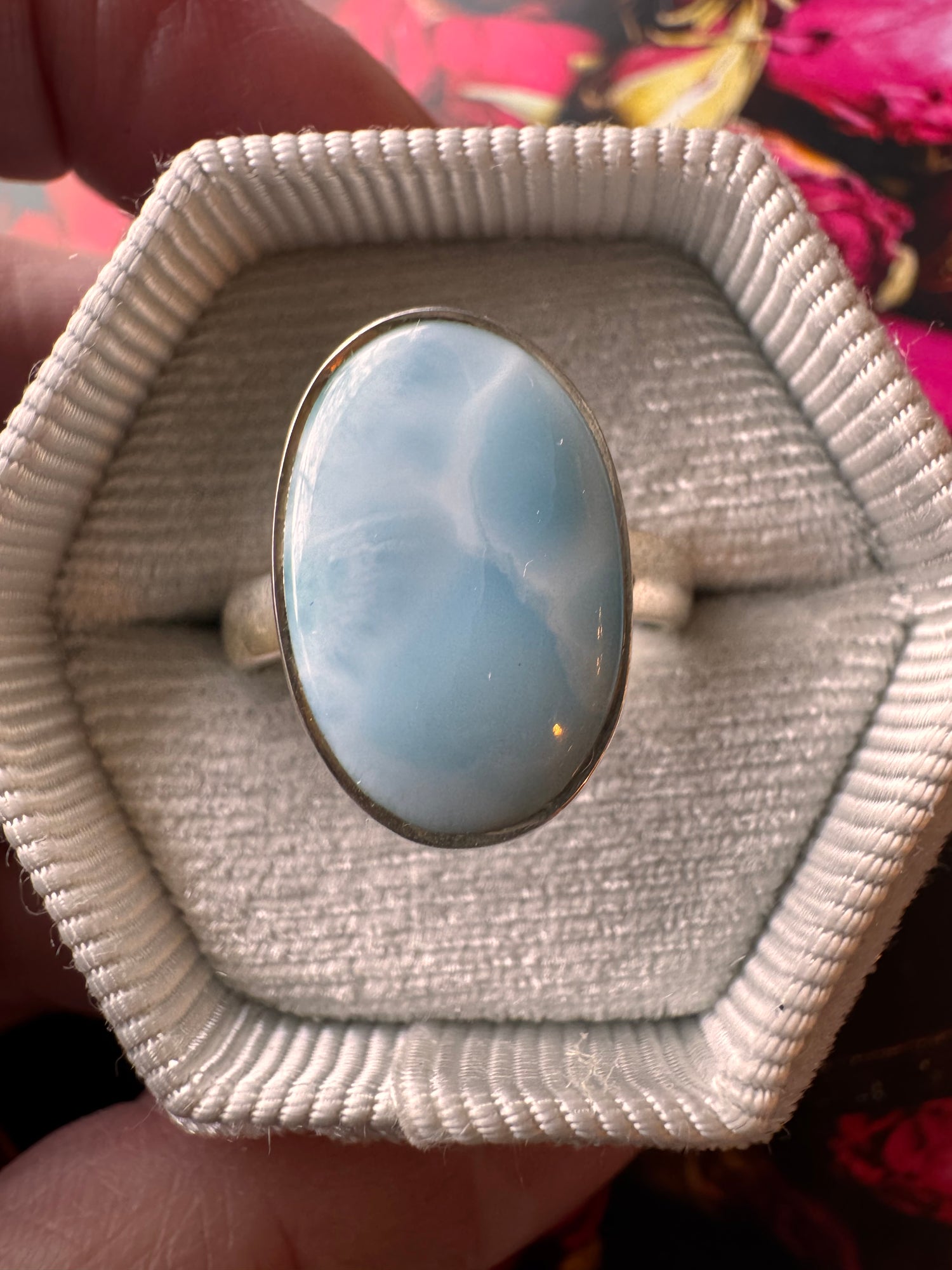 Larimar Sterling Silver Adjustable 5-6 Ring - Moon Room Shop and Wellness
