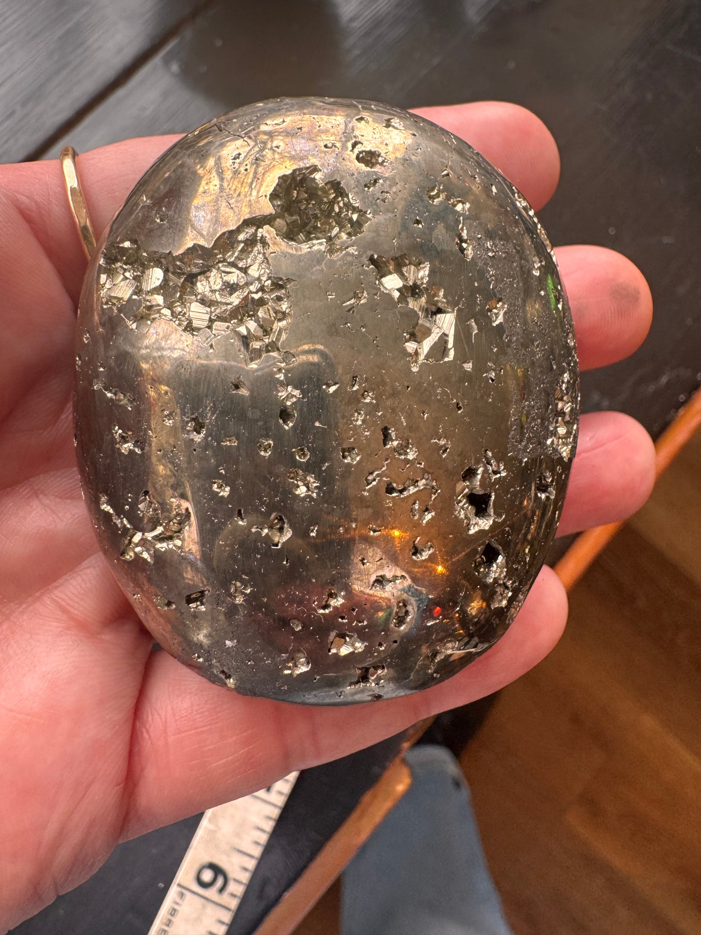 Pyrite Sparkly Palmstone 232 g Peru - Moon Room Shop and Wellness