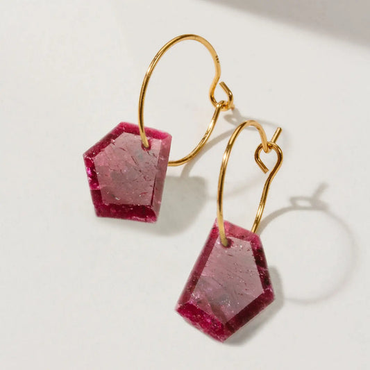 Ruby- 14Kt Sterling Silver Geometry Mini Hoop Earrings - Moon Room Shop and Wellness