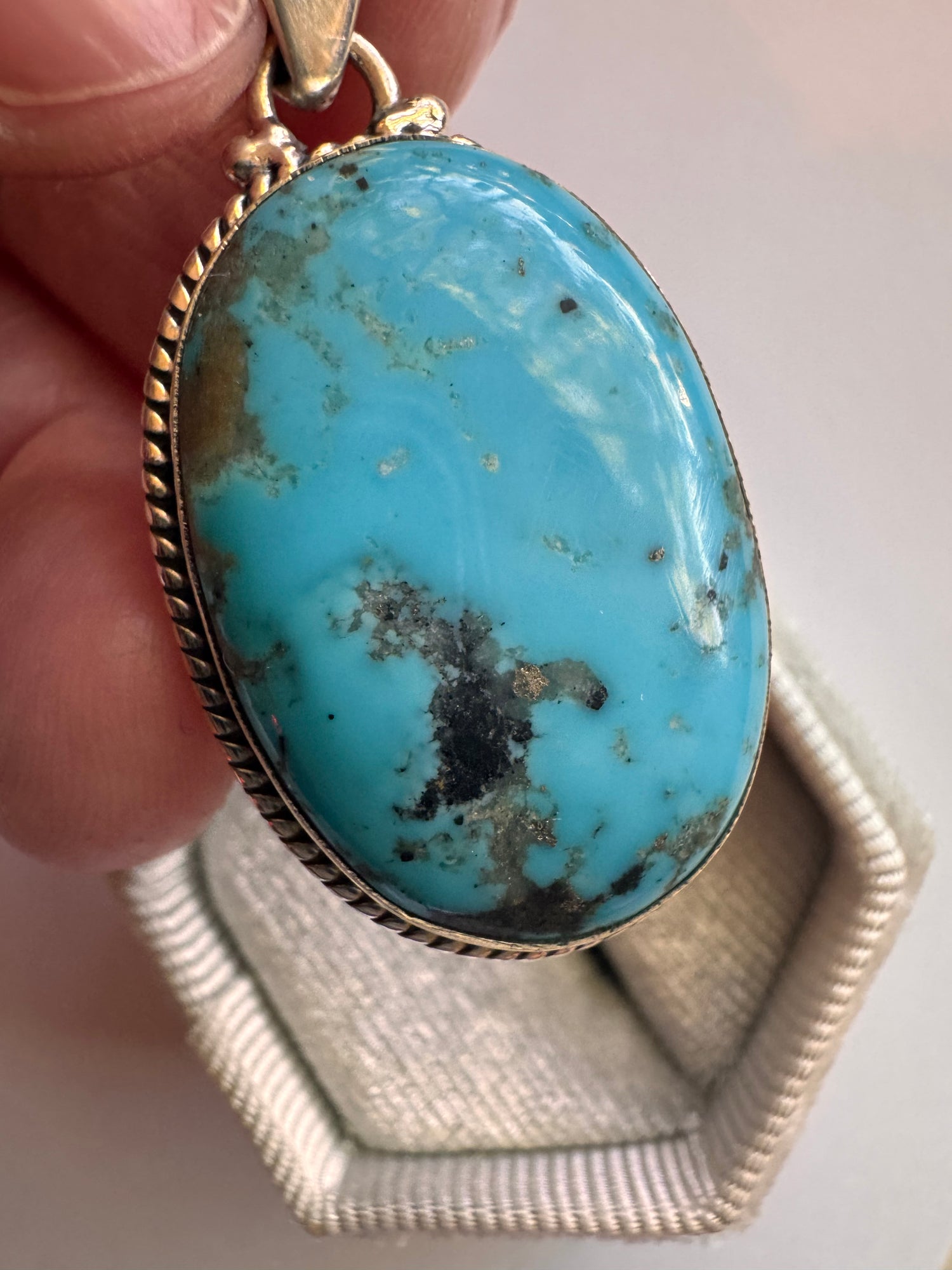 Natural Turquoise Sterling Silver Pendant - Moon Room Shop and Wellness