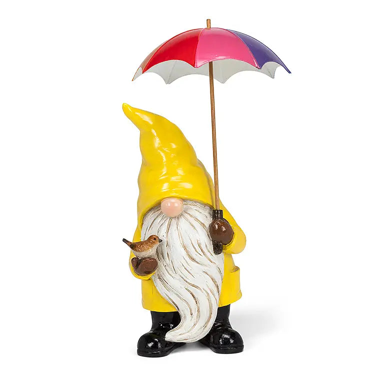 Lg Gnome W/Umbrella & Bird-13.5"H - Moon Room Shop and Wellness