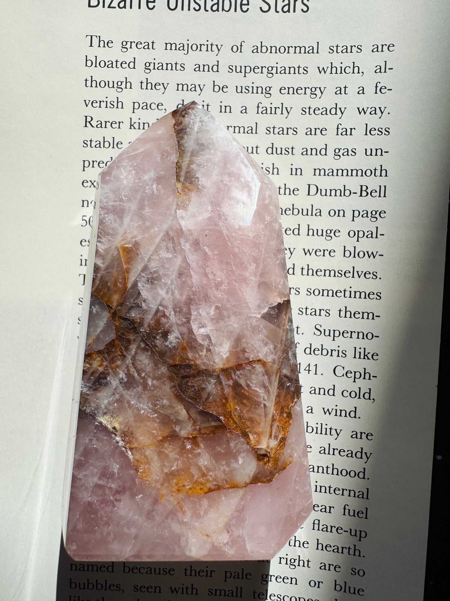 Rose Quartz w/ Golden Healer Tower 192 g Brazil - Moon Room Shop and Wellness