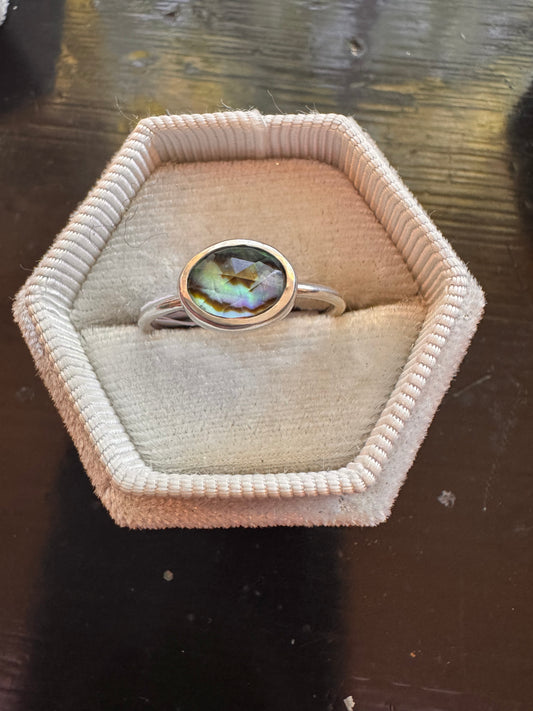 Abalone Sterling Silver Ring Size 8.5