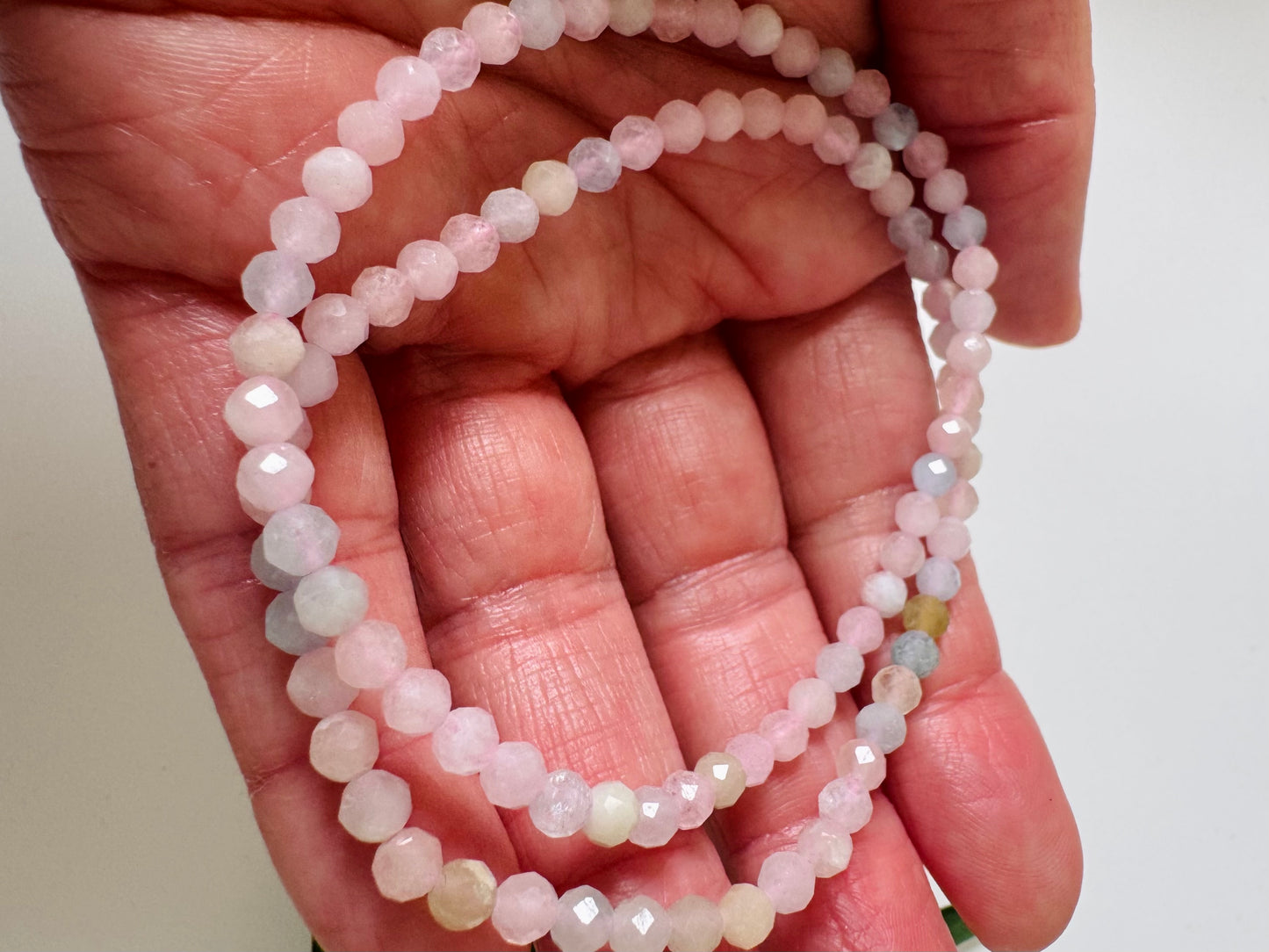 Morganite Faceted Stretch Bracelet 4mm - Moon Room Shop and Wellness