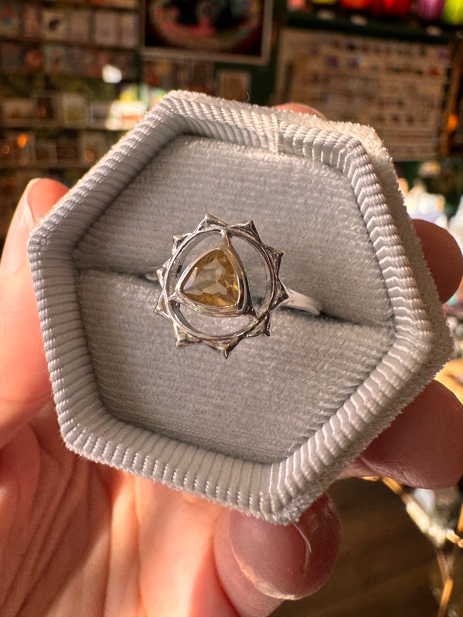 Citrine Solar Plexus Chakra Prosperity Sterling Silver Ring Size 8 - Moon Room Shop and Wellness