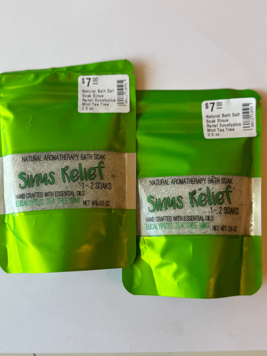 Natural Bath Salt Soak Sinus Relief Eucalyptus Mint Tea Tree 2.5 oz