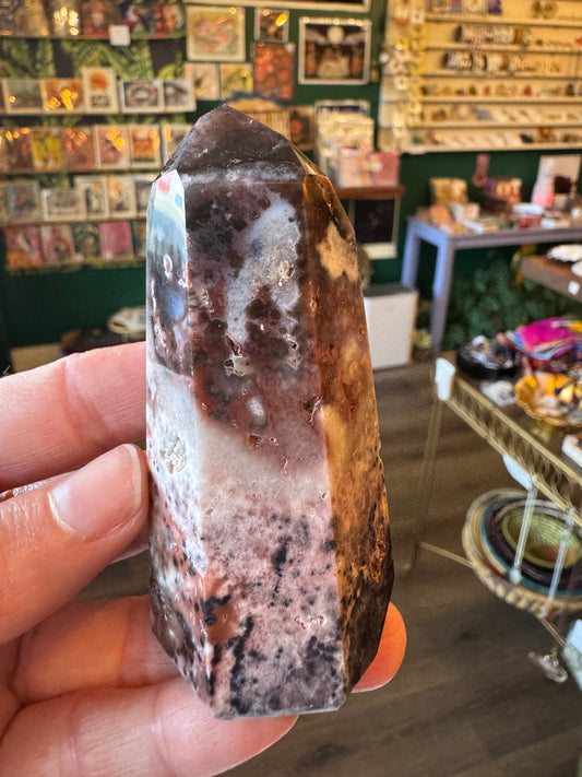 Chalcedony & Druzy Quartz Tower 141 g Brazil - Moon Room Shop and Wellness