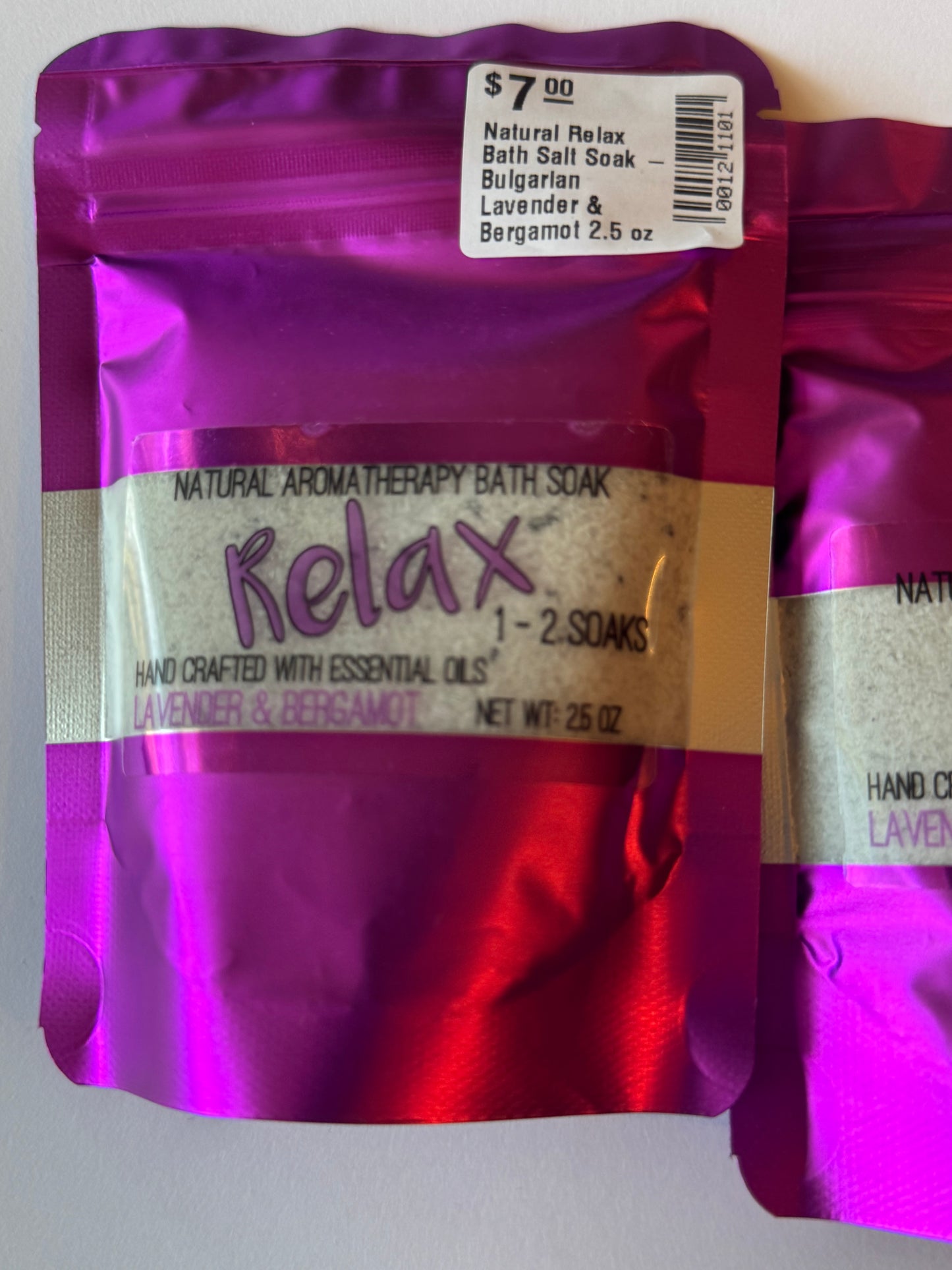 Natural Relax Bath Salt Soak - Bulgarian Lavender & Bergamot 2.5 oz