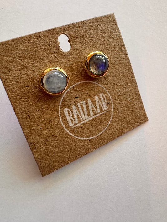 Moonstone Brass Stud Earrings