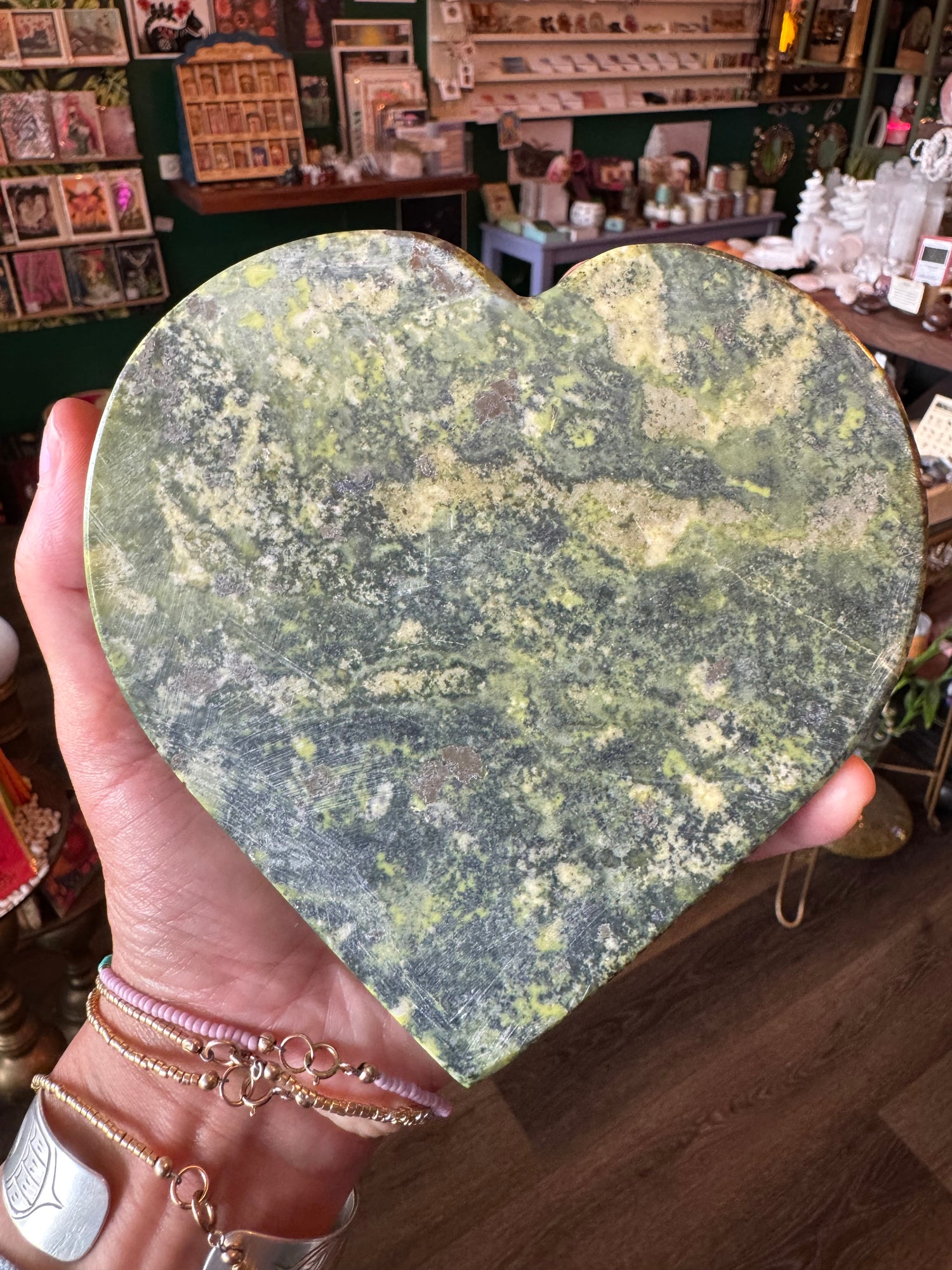 Serpentine with Pyrite Heart 2.47 lb- Mexico- Beauty! - Moon Room Shop and Wellness