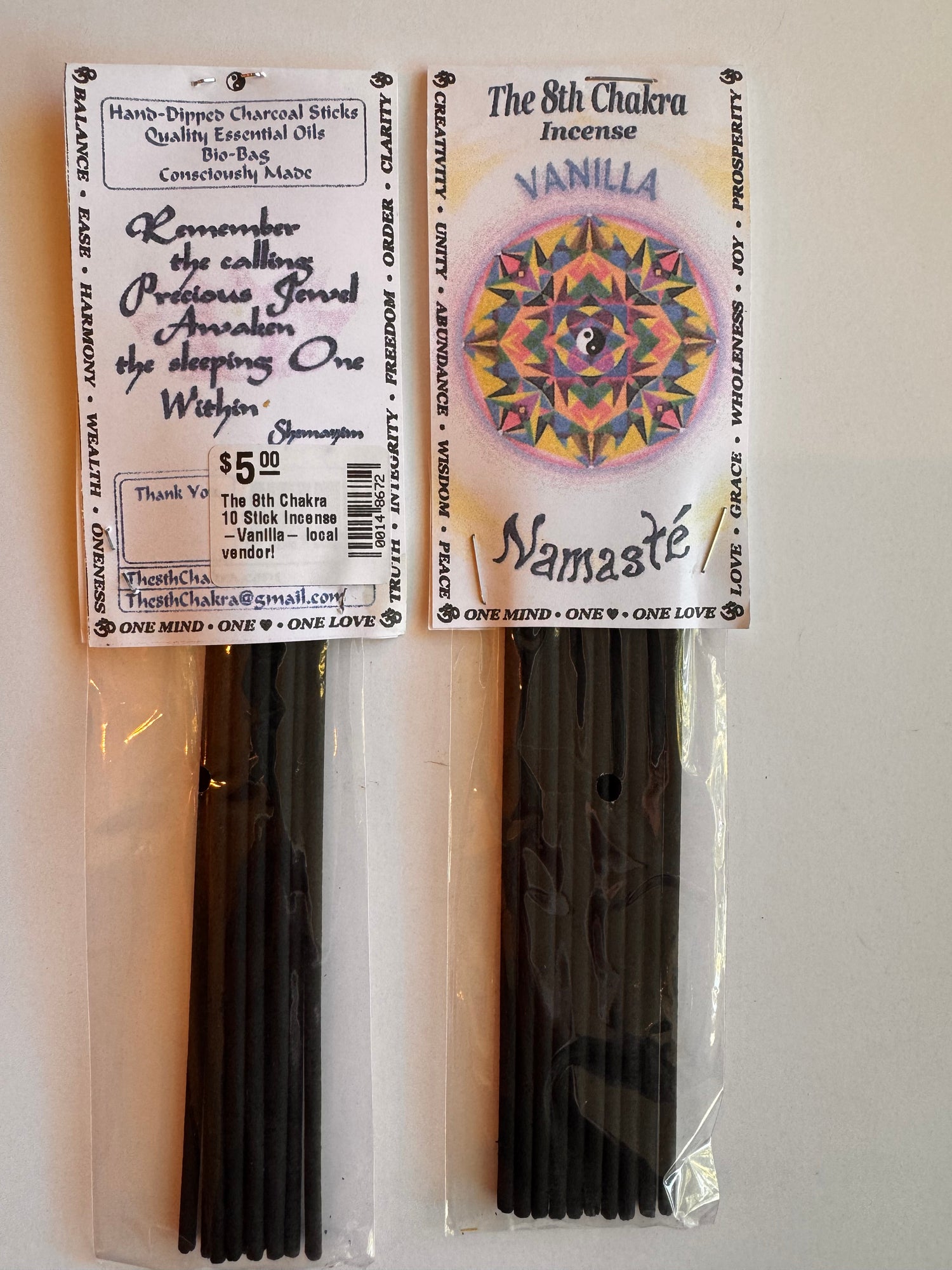 The 8th Chakra 10 Stick Incense -Vanilla- local vendor! - Moon Room Shop and Wellness