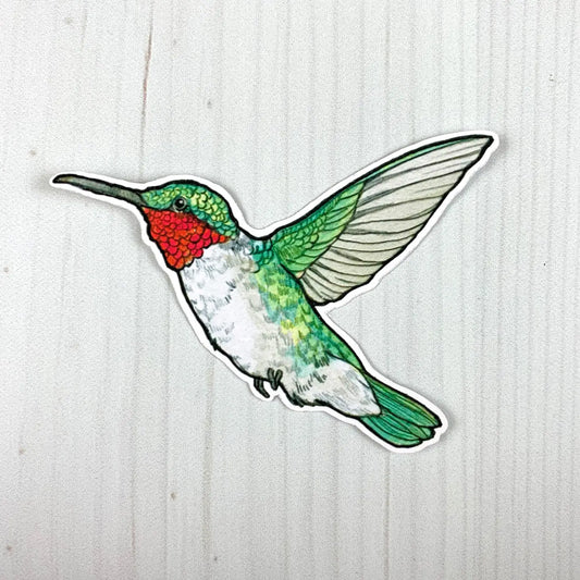 Ruby Throated Hummingbird Vinyl Sticker