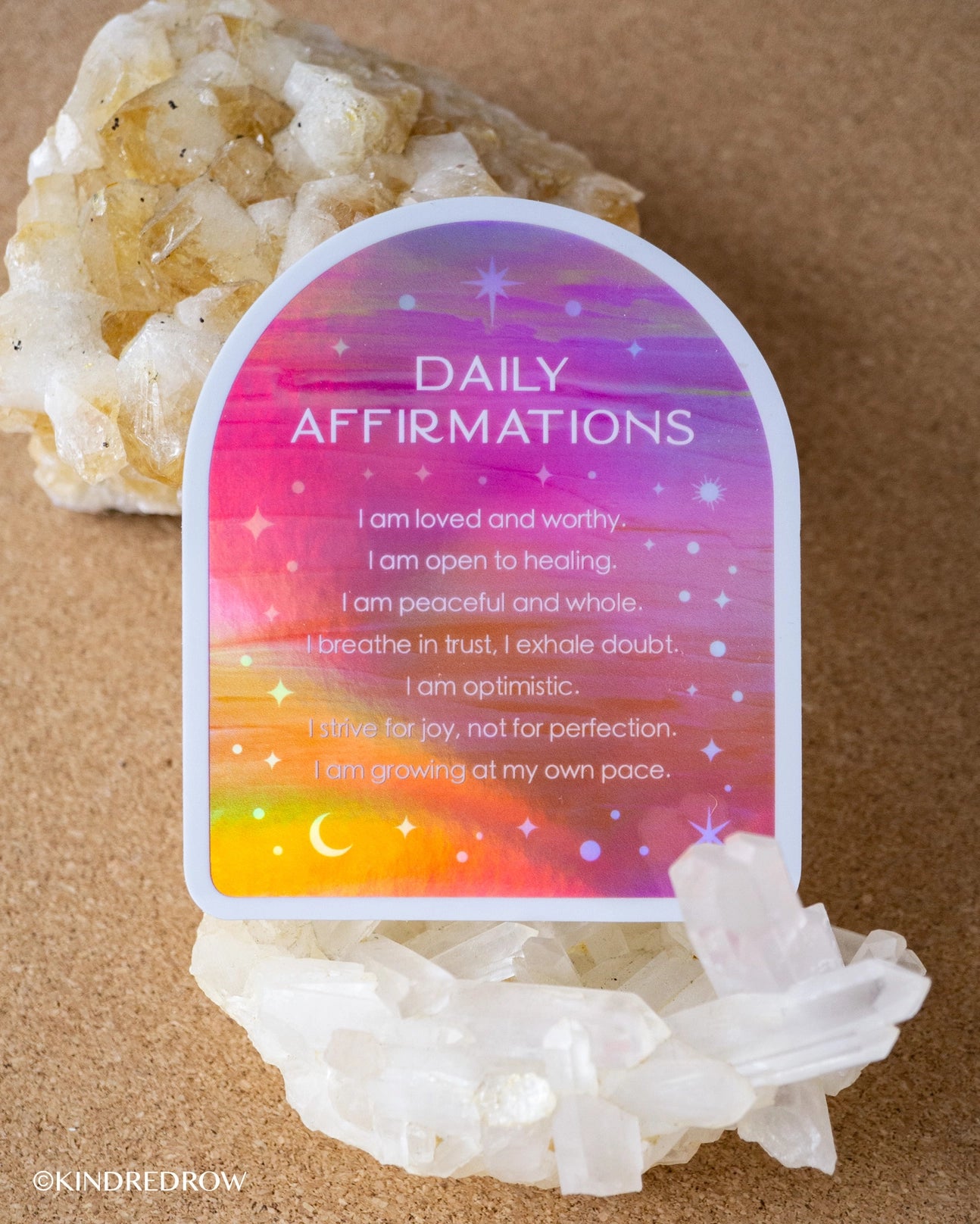 Daily Affirmations Holographic Sticker - Moon Room Shop and Wellness