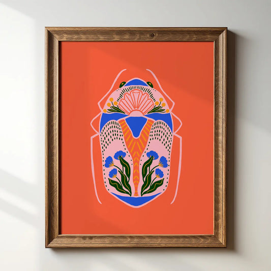 Folk Art Beetle 8" X 10" Art Print - Moon Room Shop and Wellness