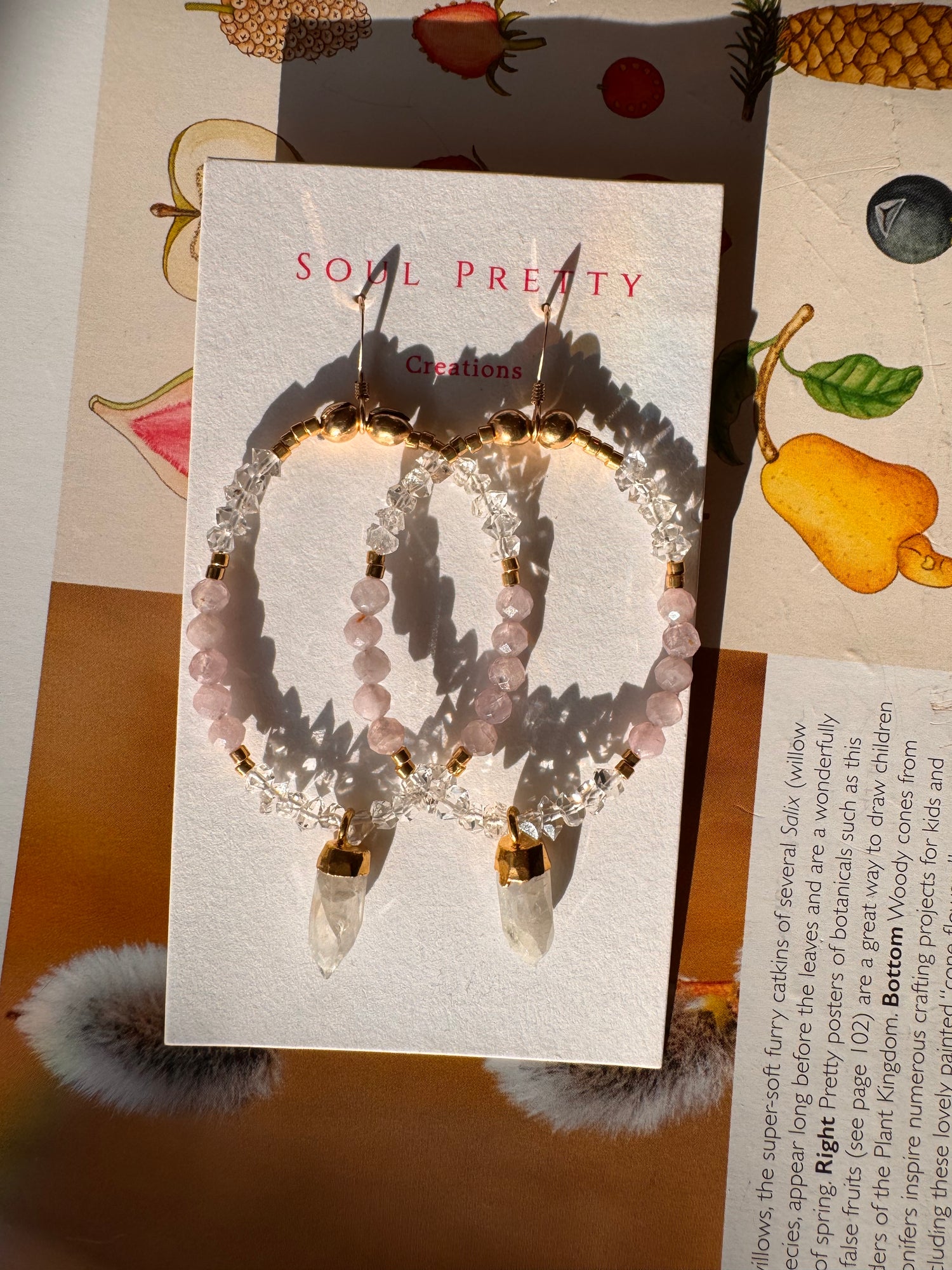 Soul Pretty Moonstone + Quartz + Kunzite  Handmade Gold Fill Earrings - Moon Room Shop and Wellness