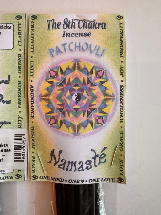 The 8th Chakra 10 Stick Incense -Patchouli - local vendor!