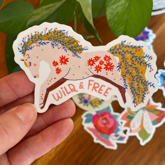 Wild + Free Horse Sticker - Moon Room Shop and Wellness