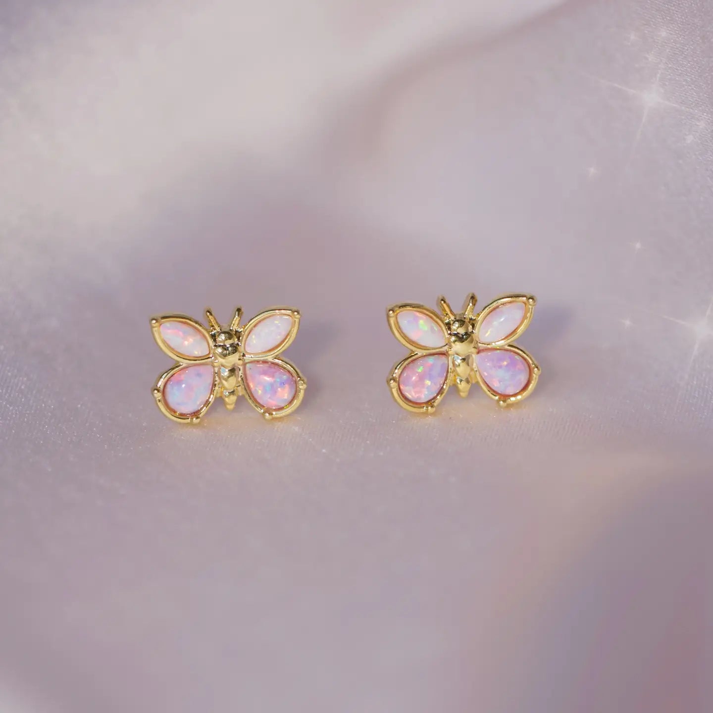 Butterfly Stud Earrings - Opal