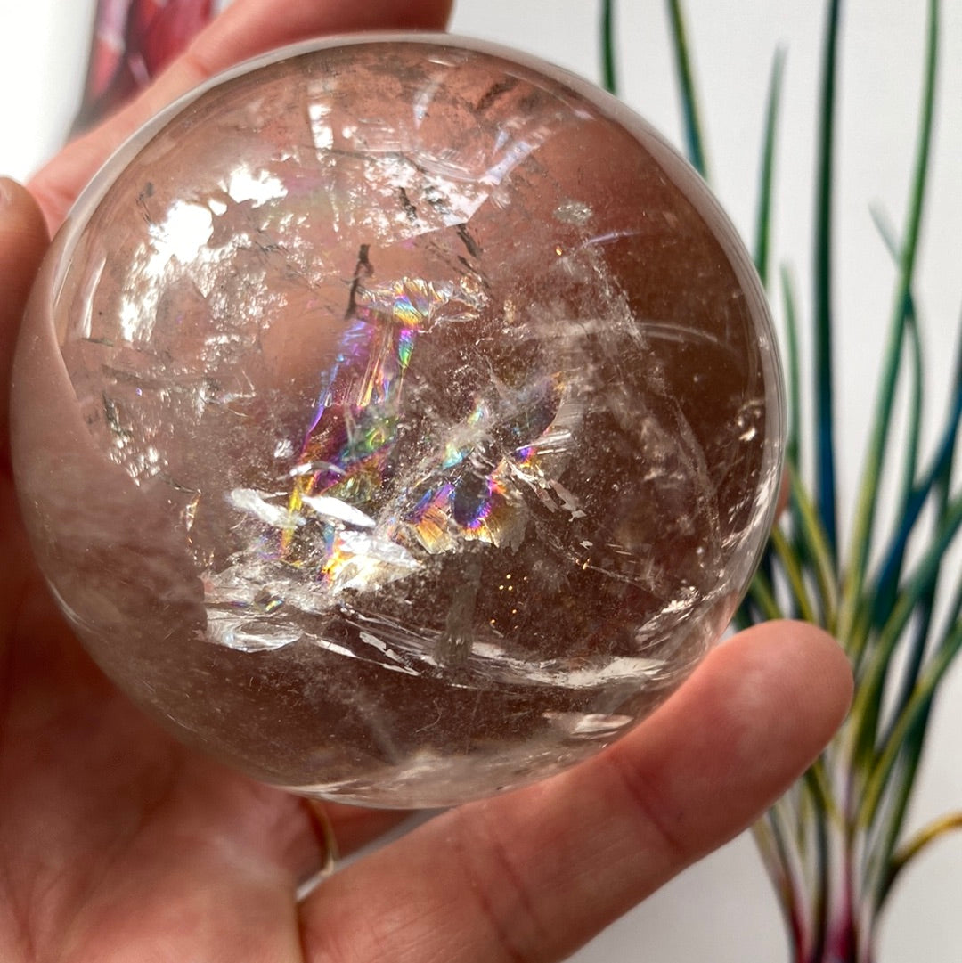 Quartz Crystal Sphere w Rainbows! 335 g - Moon Room Shop and Wellness