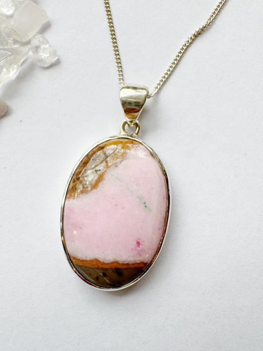 Cobaltoan Calcite Pendant on Sterling Silver Adjustable Chain - Moon Room Shop and Wellness