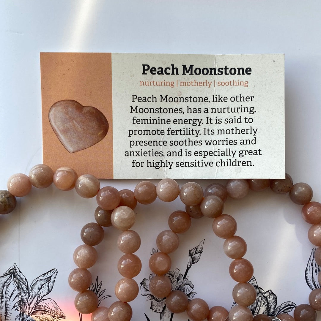Peach Moonstone Stretch  Bracelet 8mm