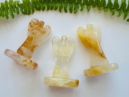 Golden Healer Quartz  Angel w Base - Brazil - 2-2.5 inch - Moon Room Shop and Wellness