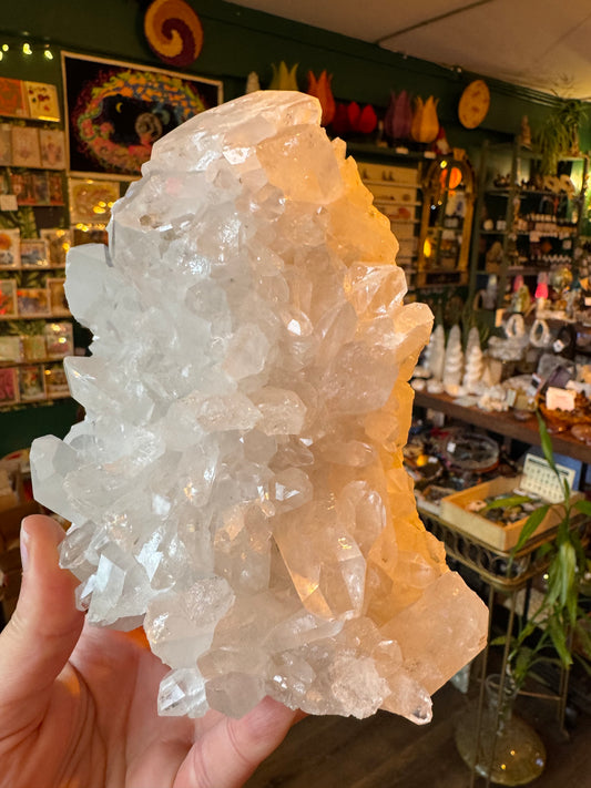 Clear Quartz Cluster Standing Point 2.82 lb Beautiful Brazil - Moon Room Shop and Wellness