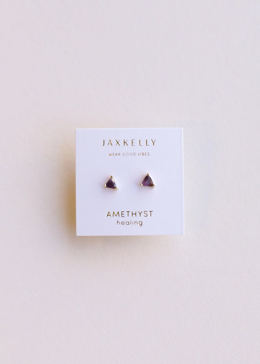 Mini Energy Gem - Amethyst - Earring Studs - Moon Room Shop and Wellness
