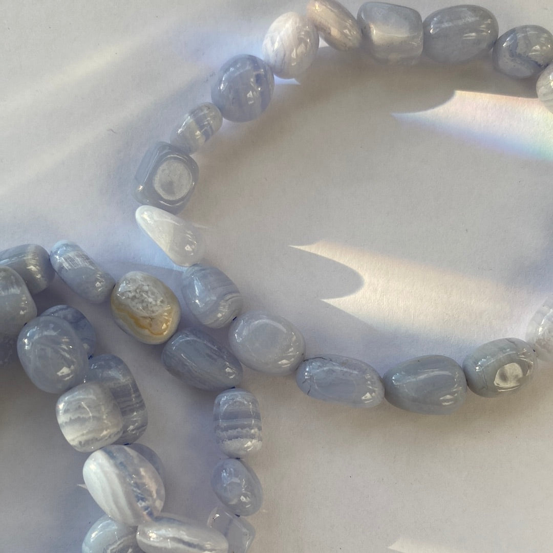 Blue Lace Agate Nugget Stretch Bracelet - Moon Room Shop and Wellness