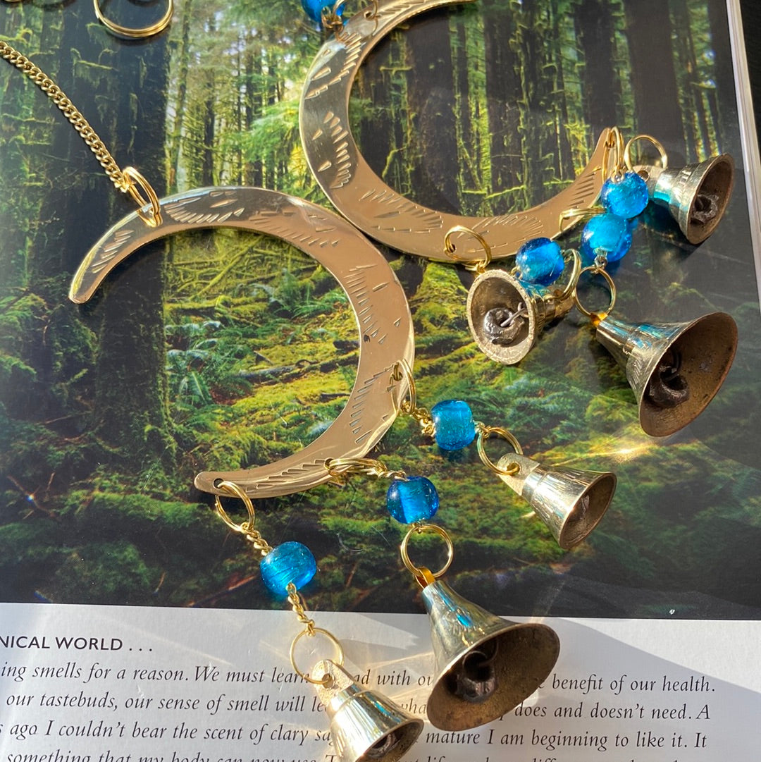 Brass Moon Chime with Beads - Moon Room Shop and Wellness