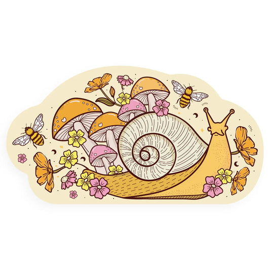 Whimsical Floral Snail - Vinyl Sticker by Graphic Heart - Moon Room Shop and Wellness