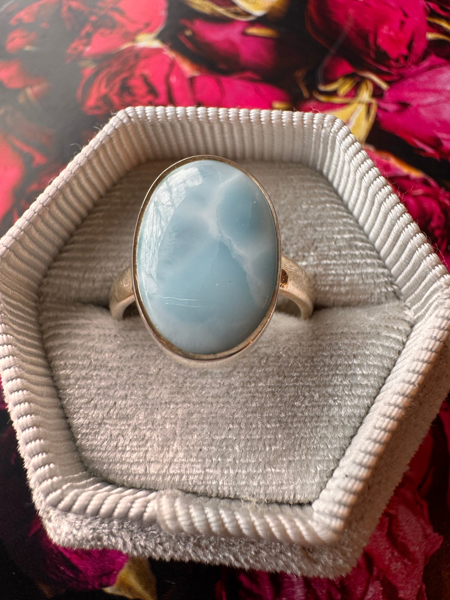 Larimar Sterling Silver Adjustable 5-6 Ring - Moon Room Shop and Wellness