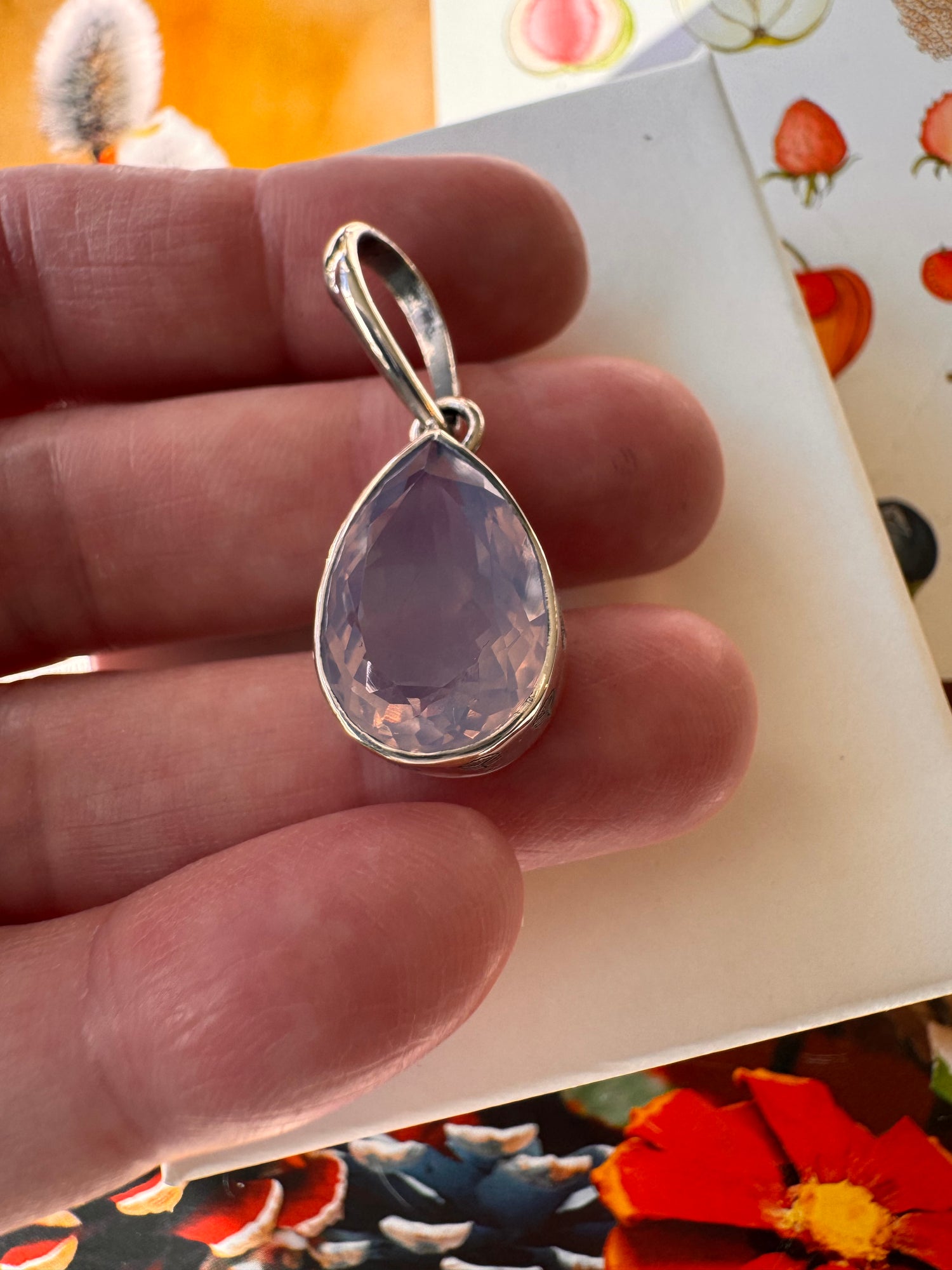 Lavender Amethyst Ethereal Raindrop Sterling Silver Pendant - Moon Room Shop and Wellness