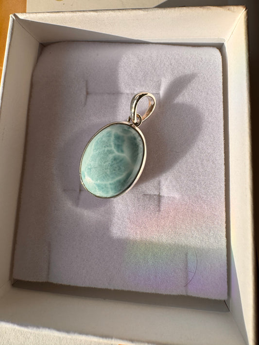 Larimar Sterling Silver Pendant & Chain - Moon Room Shop and Wellness