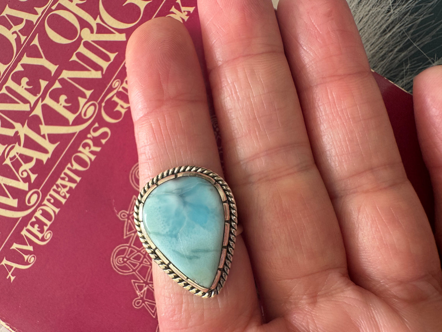 Larimar 925 Sterling Silver Ring Size 7.75 - Moon Room Shop and Wellness