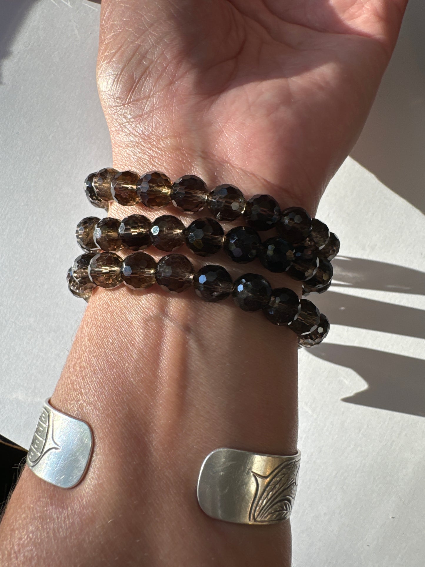 Smoky Quartz Faceted Stretch Bracelet - Moon Room Shop and Wellness