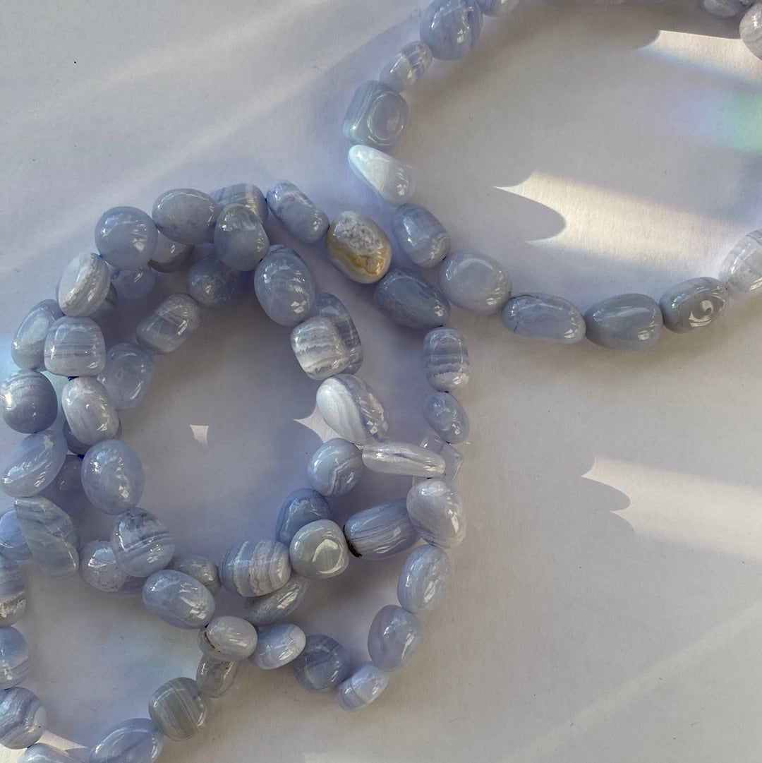 Blue Lace Agate Nugget Stretch Bracelet - Moon Room Shop and Wellness