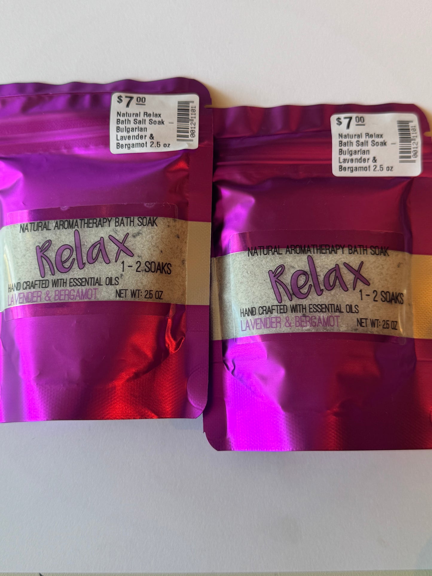 Natural Relax Bath Salt Soak - Bulgarian Lavender & Bergamot 2.5 oz