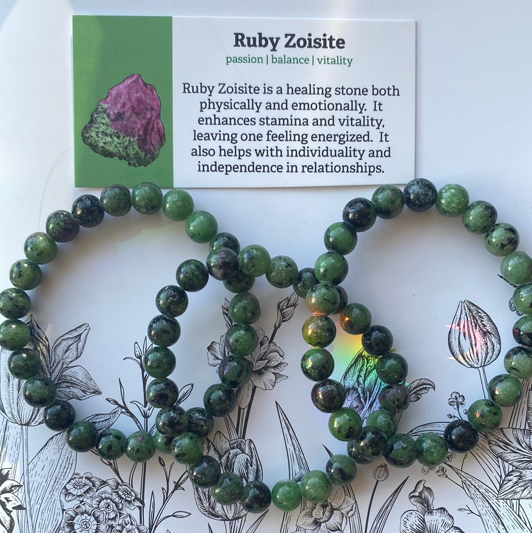 Ruby Zoisite Stretch Bracelet 8mm - Moon Room Shop and Wellness