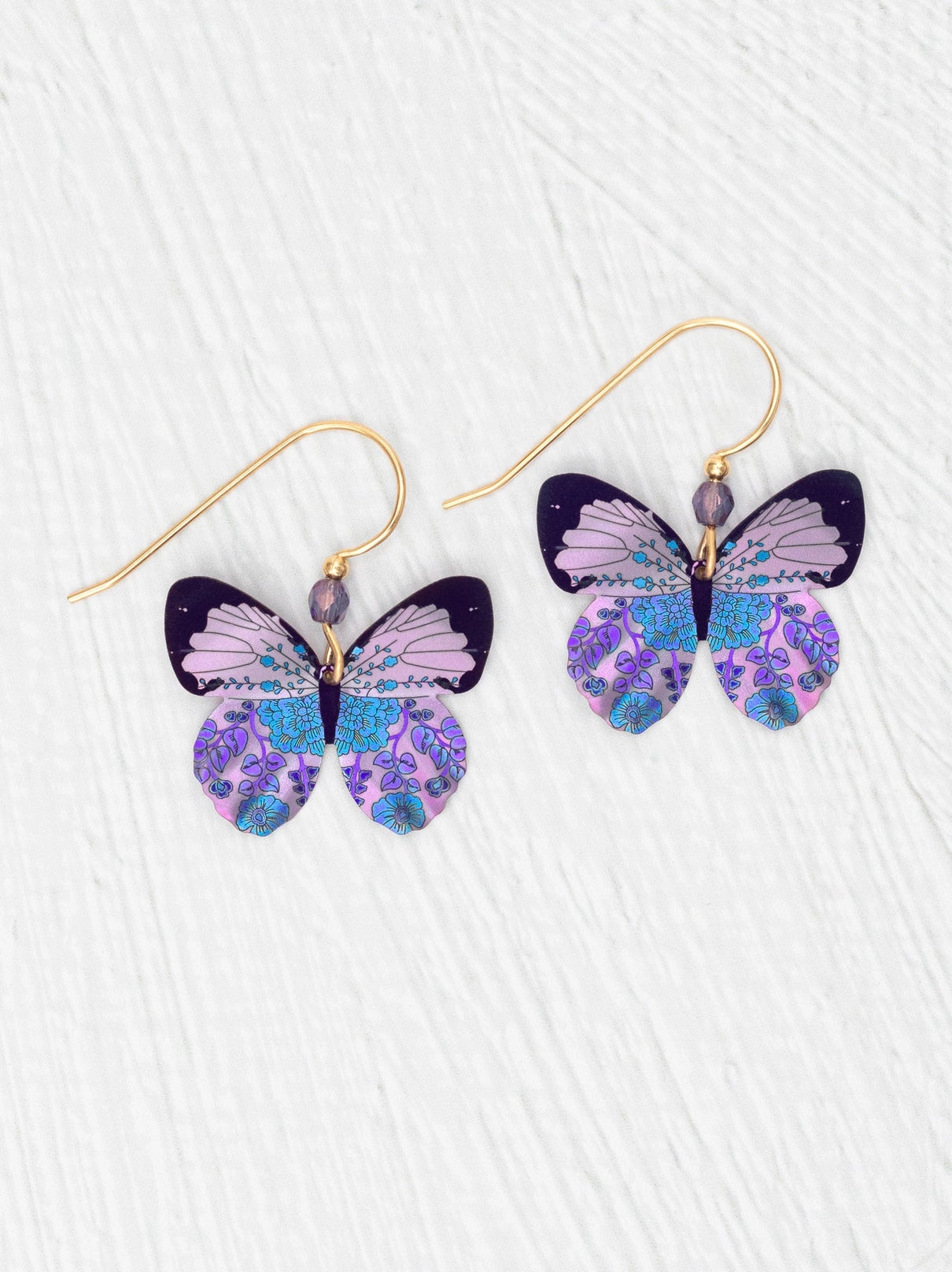 Holly Yashi ~Blooming Butterfly Earrings~ Gold Fill- Purples - Moon Room Shop and Wellness