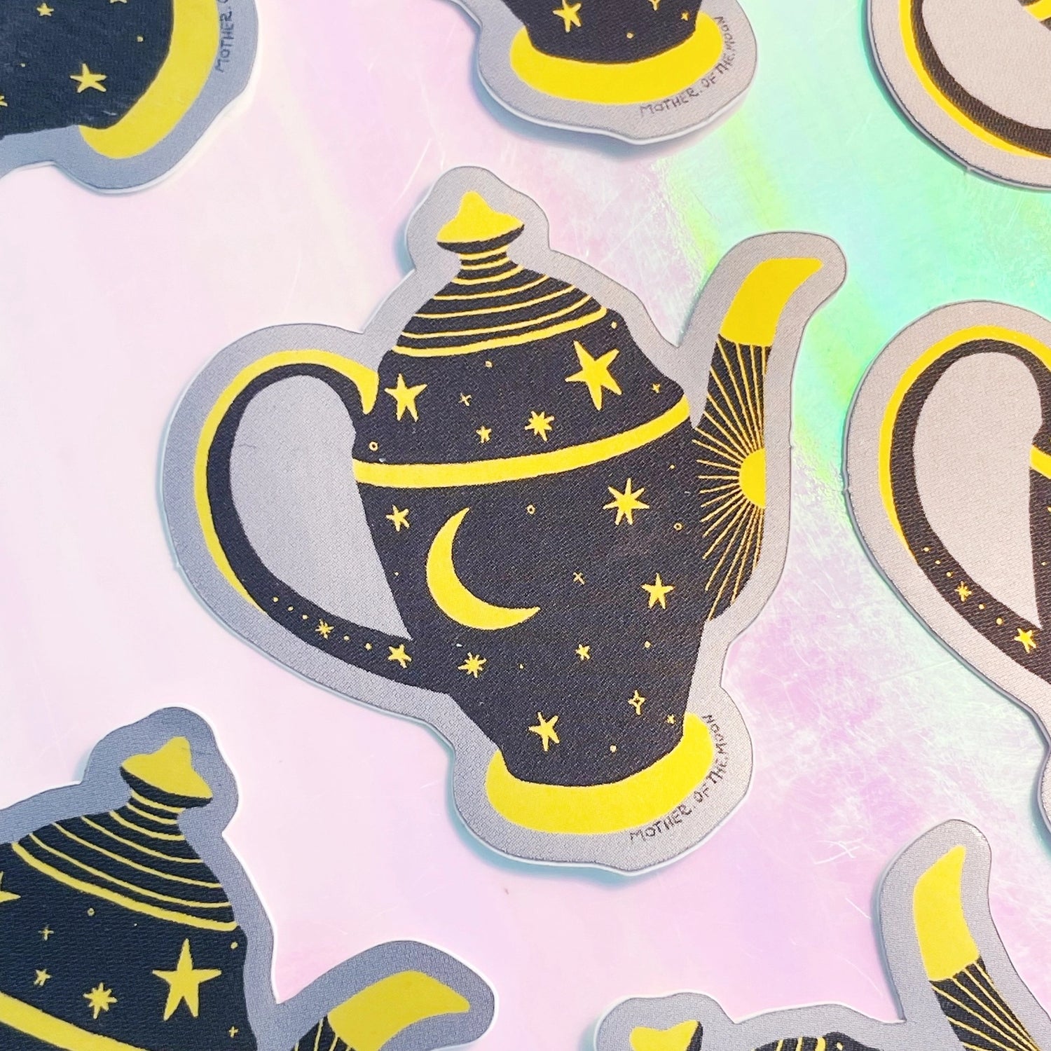 Tea Kettle Matte Metallic Sticker - Moon Room Shop and Wellness