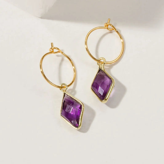 Amethyst-Gem Mini Hoops - Moon Room Shop and Wellness