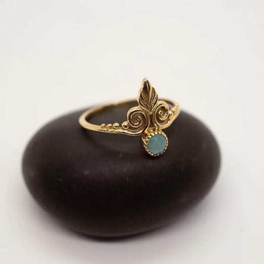 Amazonite Swirl Ring in Brass Sizes 5,6, 7 - Moon Room Shop and Wellness