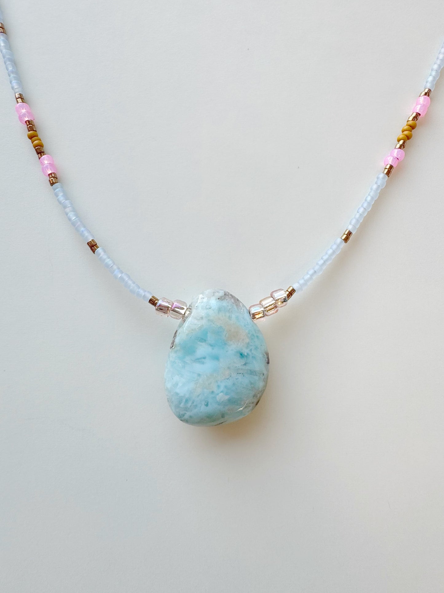 Larimar Pendant Handmade Necklace Gold Fill - Moon Room Shop and Wellness